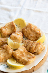 Breaded and fried Salted cod with lemon