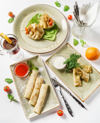 stuffed pancakes with sauce