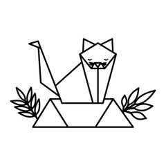 cat origami paper in the field vector illustration design