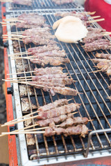 Cooking the grilled on the grill