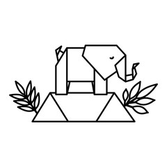 elephant origami paper in the field vector illustration design