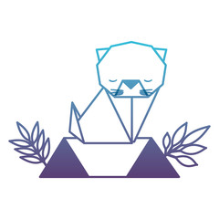 cat origami paper in the field vector illustration design