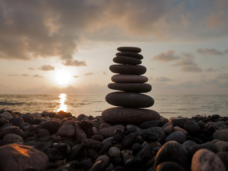 Stones balance on beach