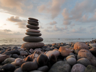 Stones balance on beach