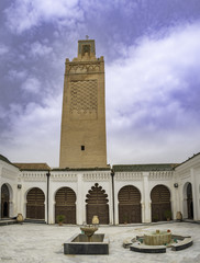 Fototapeta premium Courtyard and minaret of Great Mosque of Tlemcen, Algeria