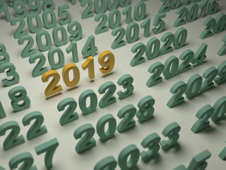 Happy New Year 2019 - 3D Rendered Image