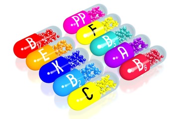 Minerals concept - colorful pills