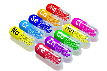 Minerals concept - colorful pills
