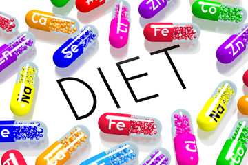 Diet concept - colorful pills