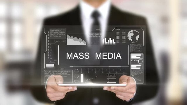 Mass Media, Businessman with Hologram concept