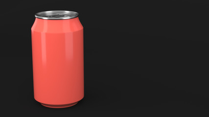 Blank small red aluminium soda can mockup on black background