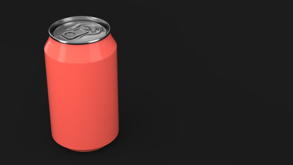 Blank small red aluminium soda can mockup on black background