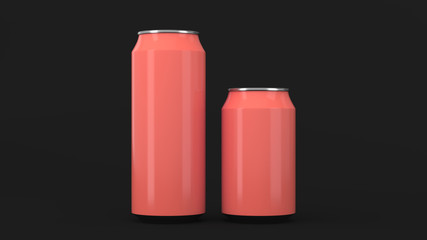 Big and small red soda cans mockup