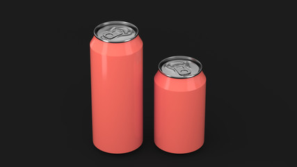 Big and small red soda cans mockup
