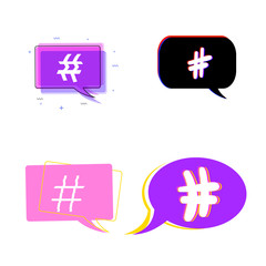 Fototapeta premium Set of Hashtag signs with bubble speeches. Vector illustration.