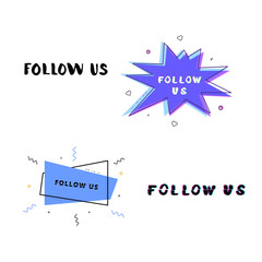 Set of Follow us quotes. Vector illustration.
