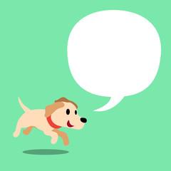 Vector cartoon character labrador dog and a white speech bubble