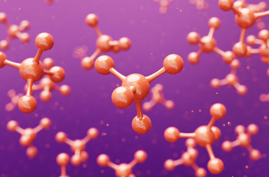 Abstract background of atom structure. Science background with molecules and atoms. 3d illustration.