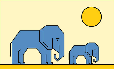 two elephants in the desert