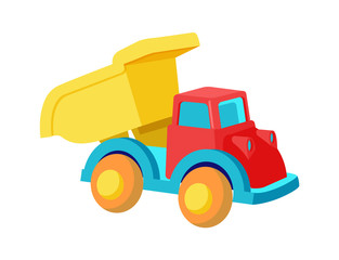 Toy Dump Truck Plastic Car in Bright Colors Vector