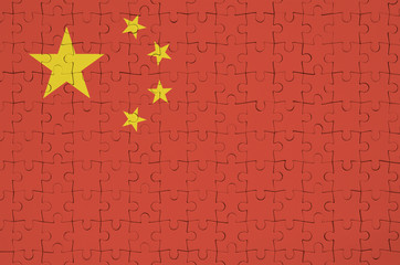 China flag  is depicted on a folded puzzle