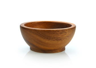 wood bowl isolated on white background.