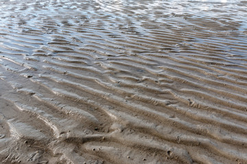 Sea sand clear  surface with waves  for background selective focus