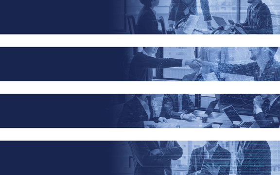 Collection of wide banner of business concept. Web design. Index. Tag labels. Header. Hooter.