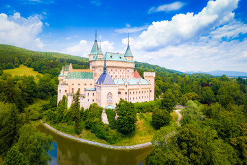 Aerial view of Bojnice Castle in Slovakia
