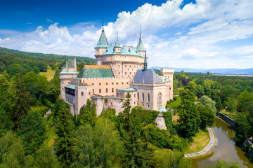Aerial view of Bojnice Castle in Slovakia