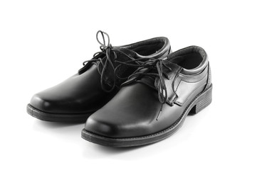shoes black leather isolated on white background