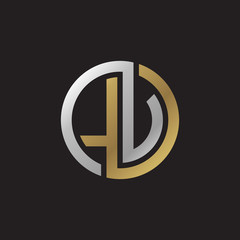 Initial letter , , LU, looping line, circle shape logo, si, er gold color on black background