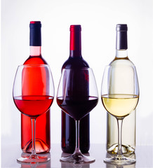 Set of glasses with wine