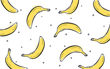 Creative Banana Frame Background With Dots Hand drawn Style Vector Design colorful