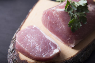 Pork fillet. Uncooked pork meat
