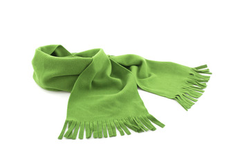 Green scarf on white background
