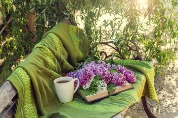 lilac, books and a Cup of tea