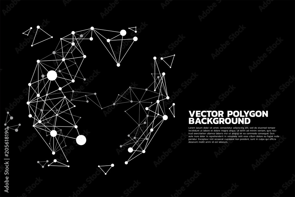 Aufkleber Network polygon particle dot connect line  build to sphere: Concept of Futuristic, Big Data, Data transform