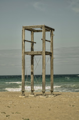wooden structure on the beach