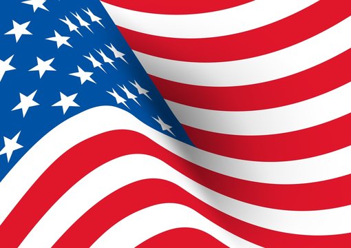 USA flag. Vector realistic wavy flag of United States of America