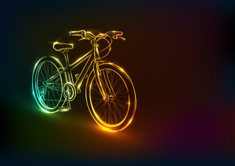 Fototapeta na wymiar Bright sport bike .Neon drawing