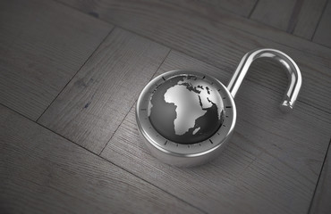 Unlocking Africa for trade on a wooden table as 3d rendering.