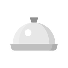 Stainless steel Dome food cover icon, flat design isolated vector