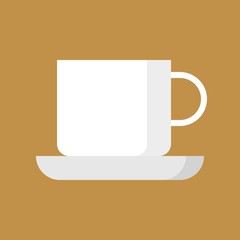 White coffee cup icon, flat design isolated vector