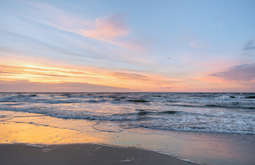 Fototapeta na wymiar Beautiful summer sunset over Baltic sea. 