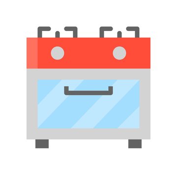 Oven and stove top, kitchen appliance flat icon