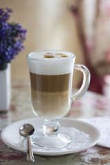 cool sweet dessert from air ice cream in a glass