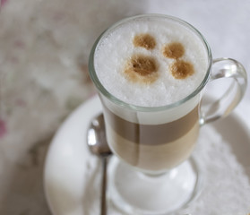 one glass of dessert cold ice cream topped