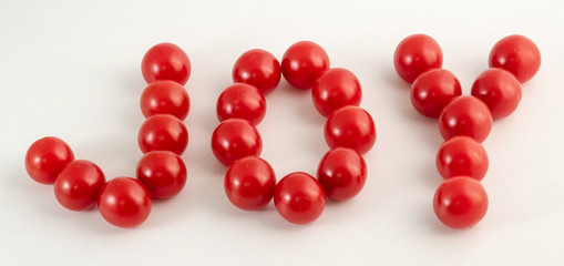 Word joy made from tomatoes