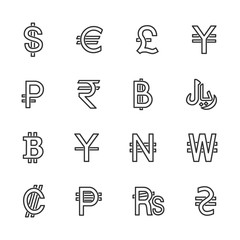 Vector image set to currency the line icons.